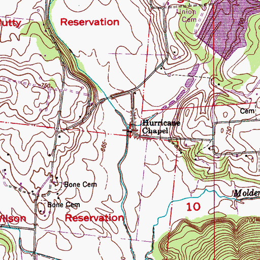 Topographic Map of Hurricane Chapel, AL
