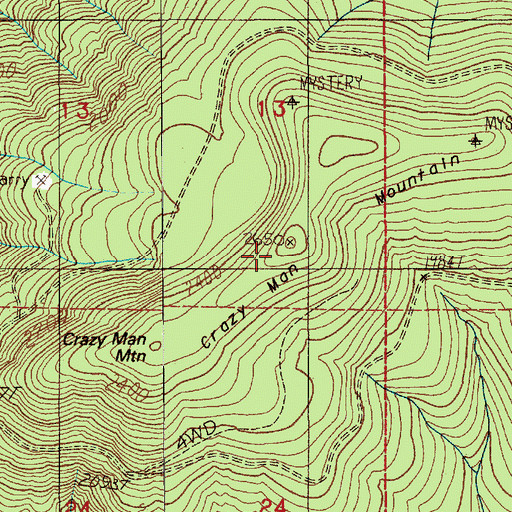 Topographic Map of Crazy Man Mountain, WA