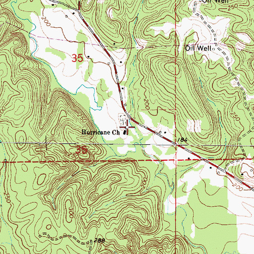 Topographic Map of Hurricane Baptist Church, AL