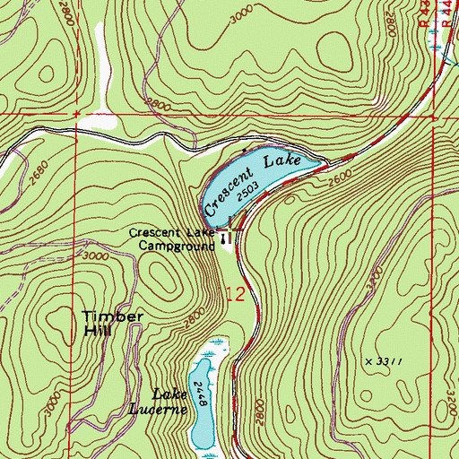 Topographic Map of Crescent Lake Campground, WA