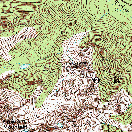 Topographic Map of Crescent Mine, WA