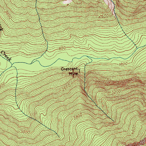 Topographic Map of Crescent Mine, WA