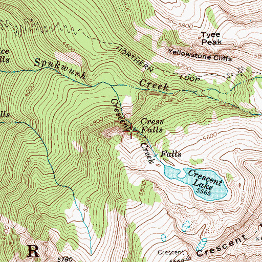 Topographic Map of Cress Falls, WA
