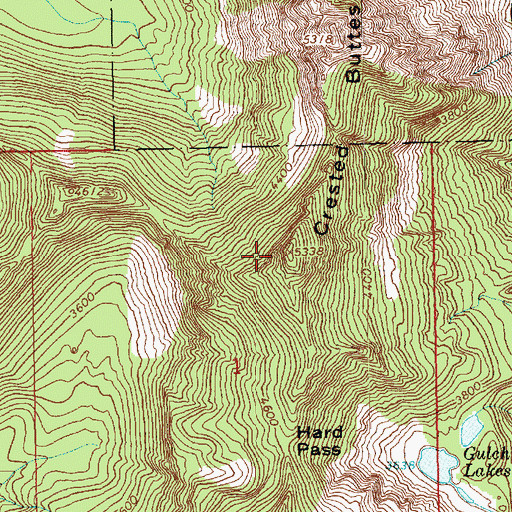Topographic Map of Crested Buttes, WA