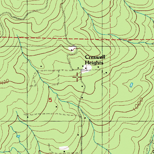 Topographic Map of Creswell Heights, WA