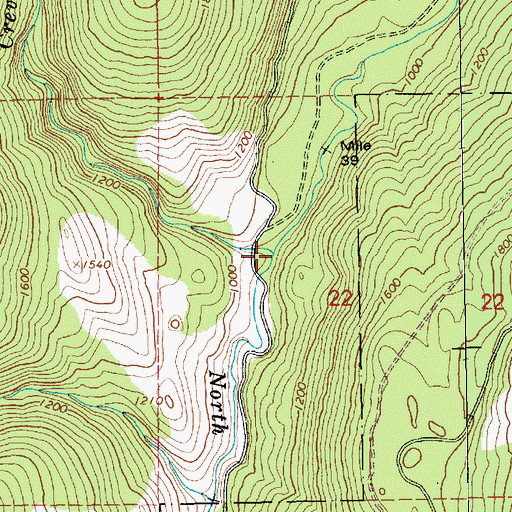 Topographic Map of Crevice Creek, WA
