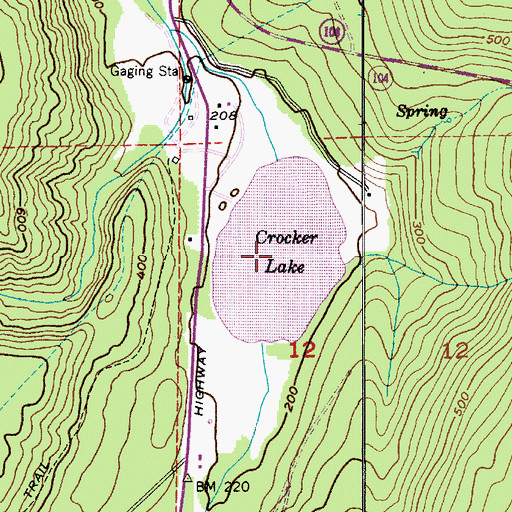 Topographic Map of Crocker Lake, WA