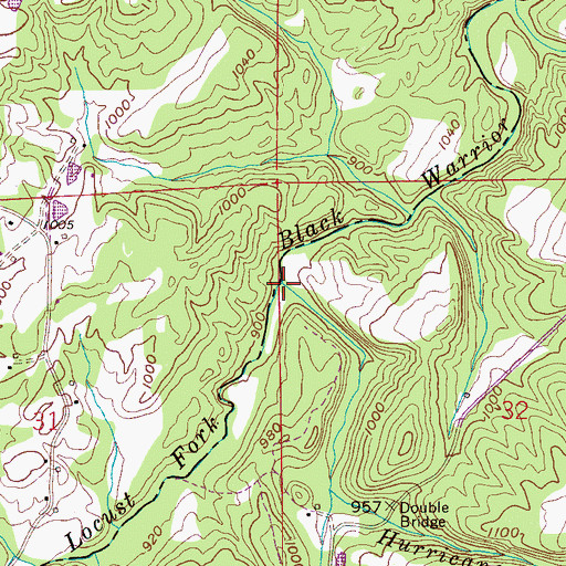 Topographic Map of Hurricane Creek, AL