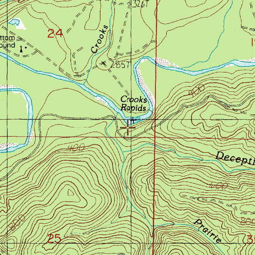 Topographic Map of Crooks Rapids, WA