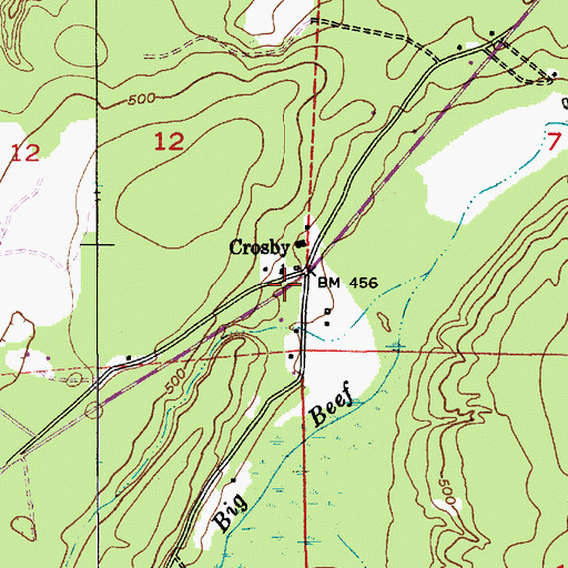 Topographic Map of Crosby, WA