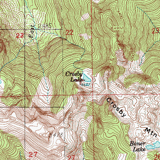 Topographic Map of Crosby Lake, WA