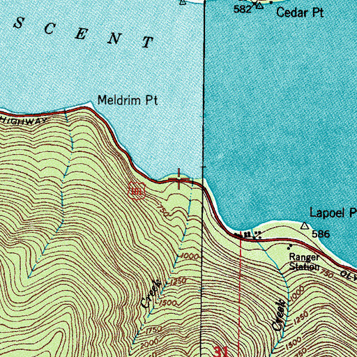 Topographic Map of Cross Creek, WA