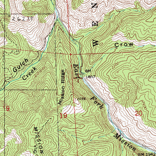 Topographic Map of Crow Canyon, WA