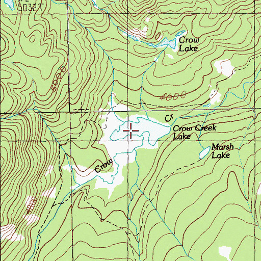 Topographic Map of Crow Creek Lake, WA