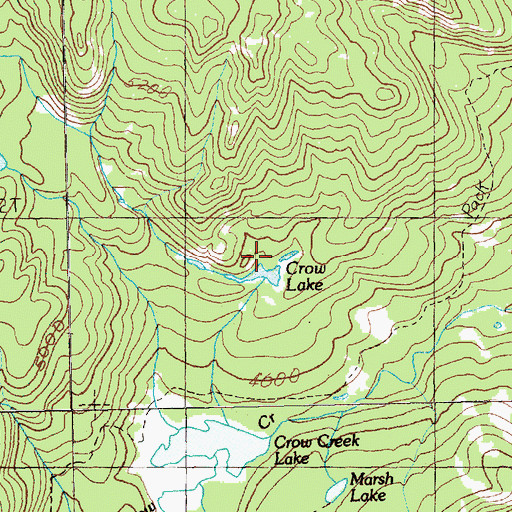 Topographic Map of Crow Lake, WA