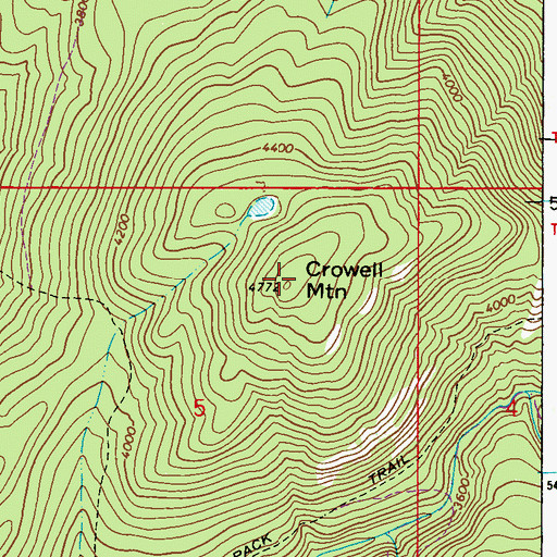 Topographic Map of Crowell Mountain, WA