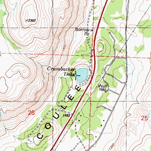 Topographic Map of Crumbacker Lake, WA