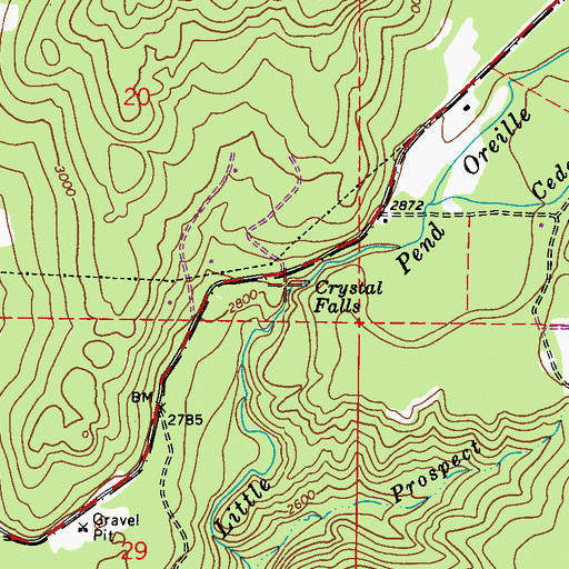 Topographic Map of Crystal Falls, WA