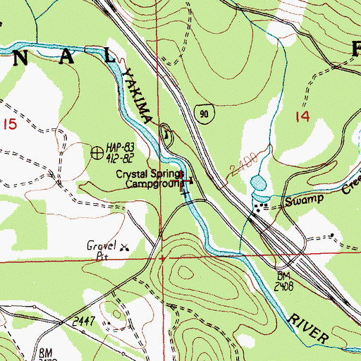 Topographic Map of Crystal Springs Campground, WA