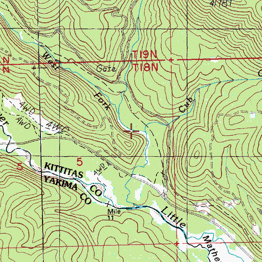Topographic Map of Cub Creek, WA