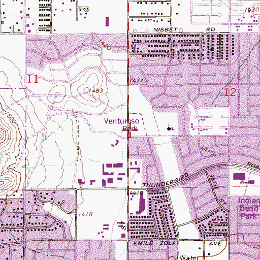 Topographic Map of Venturoso Park, AZ