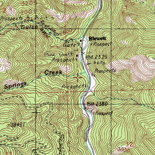 Topographic Map of Culver Springs Creek, WA