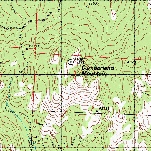 Topographic Map of Cumberland Mountain, WA