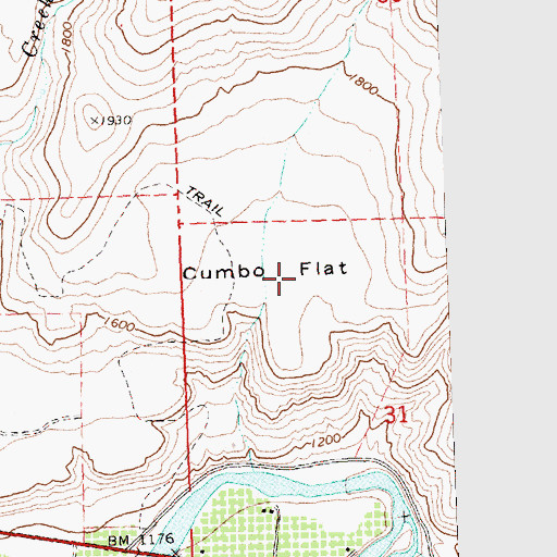 Topographic Map of Cumbo Flat, WA