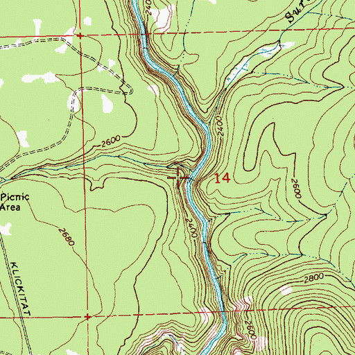 Topographic Map of Cunningham Creek, WA