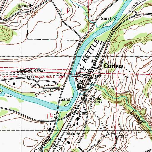 Topographic Map of Curlew, WA