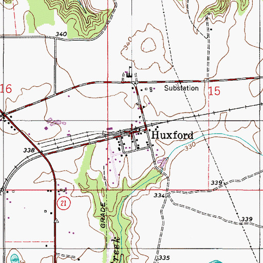 Topographic Map of Huxford, AL