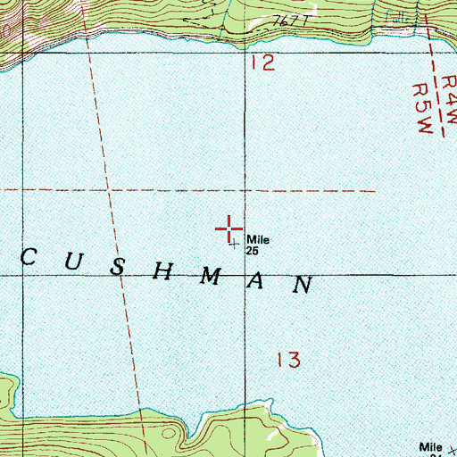 Topographic Map of Lake Cushman, WA