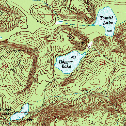Topographic Map of Dagger Lake, WA