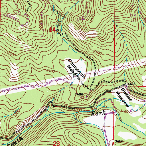 Topographic Map of Dahlstrom Meadow, WA