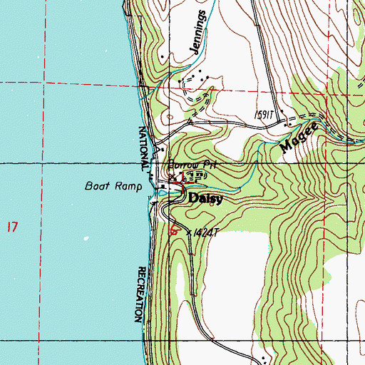 Topographic Map of Daisy, WA