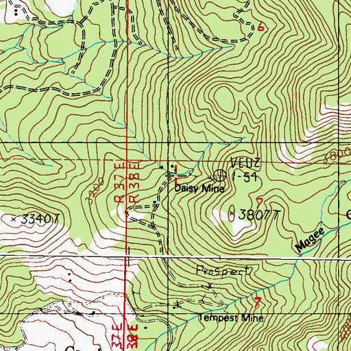 Topographic Map of Daisy Mine, WA
