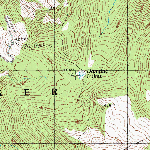 Topographic Map of Damfino Lakes, WA