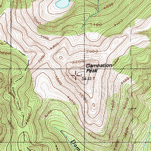 Topographic Map of Damnation Peak, WA