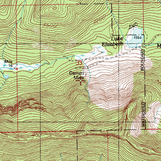 Topographic Map of Damon Mine, WA