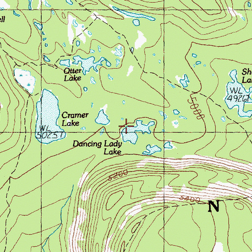 Topographic Map of Dancing Lady Lake, WA