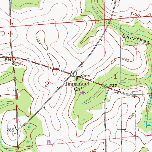 Topographic Map of Immanuel Baptist Church, AL