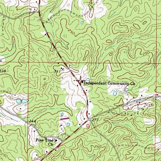 Topographic Map of Independent Community Church, AL