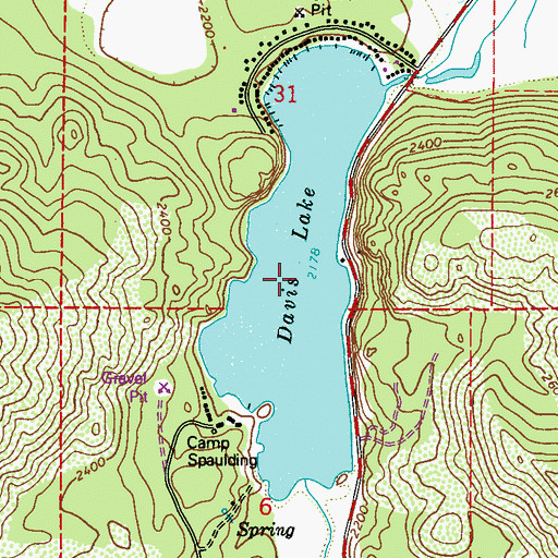 Topographic Map of Davis Lake, WA