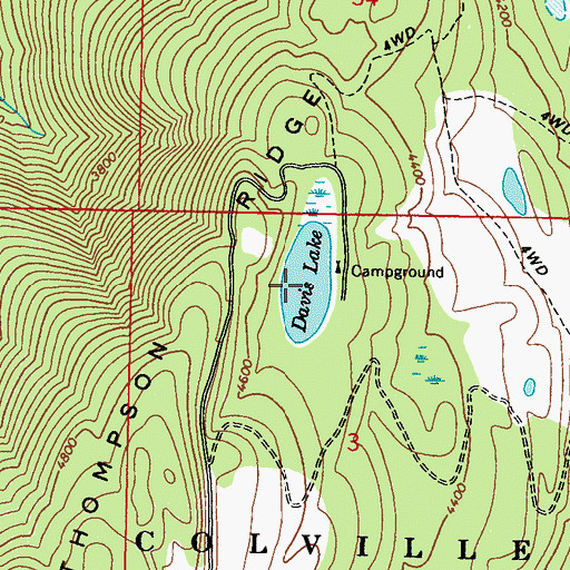 Topographic Map of Davis Lake, WA