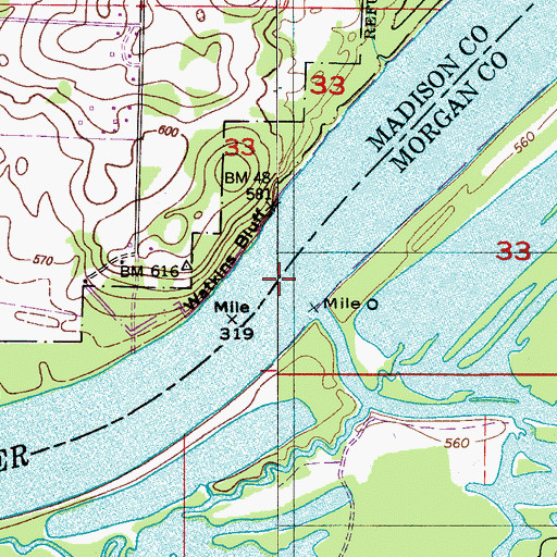 Topographic Map of Indian Creek, AL