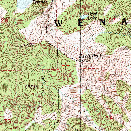 Topographic Map of Davis Peak, WA