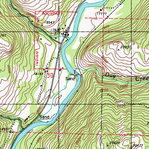 Topographic Map of Day Creek, WA