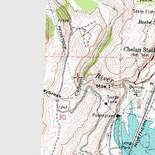Topographic Map of Daybreak Canyon, WA