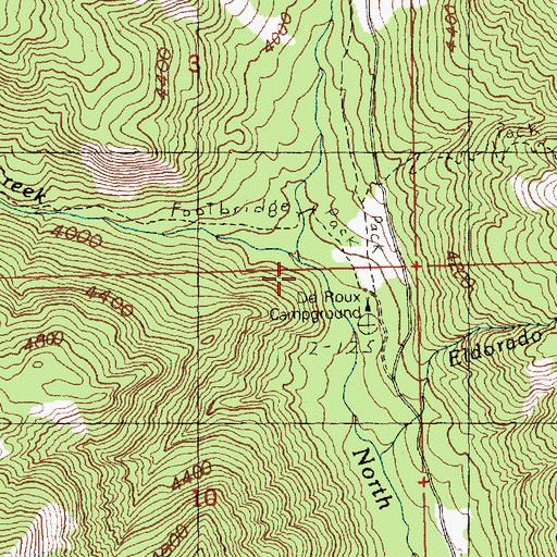 Topographic Map of DeRoux Creek, WA