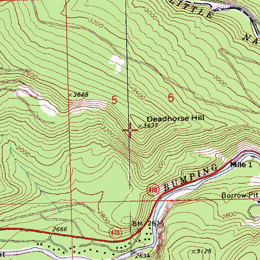 Topographic Map of Deadhorse Hill, WA